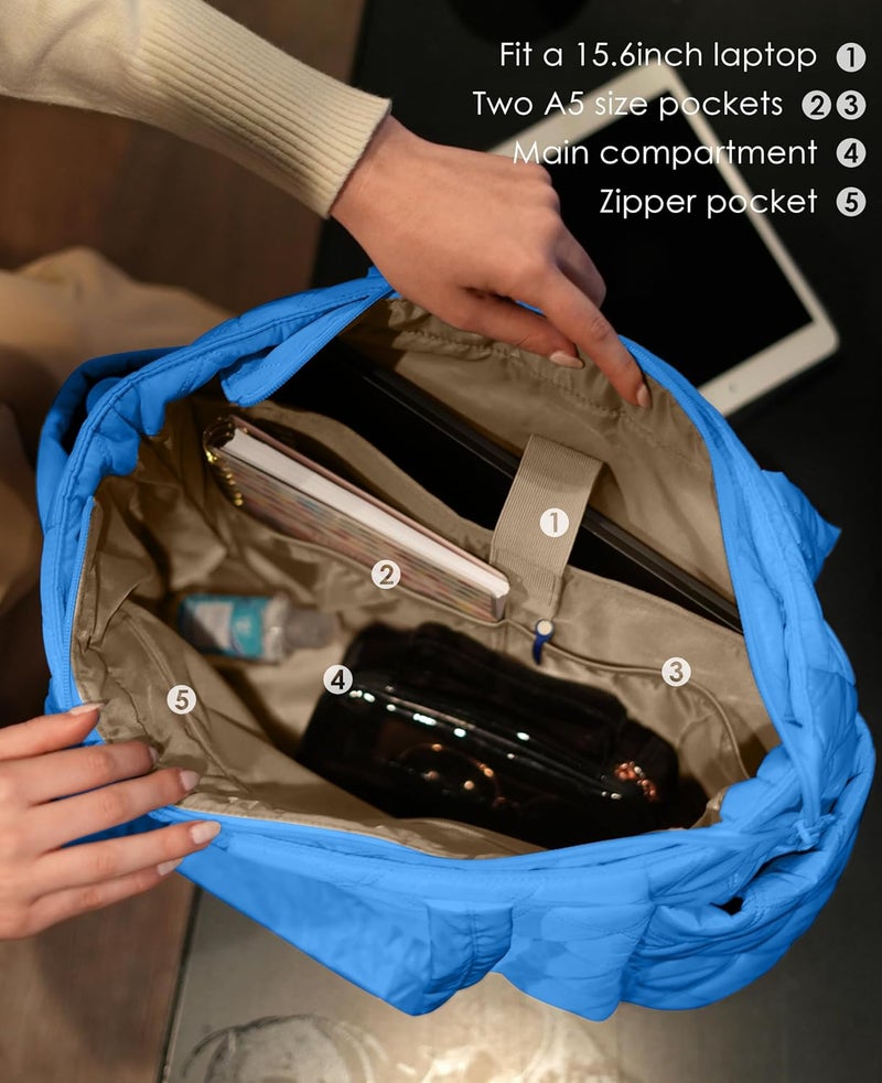 Uselike Tote Bag for Women, Lightweight Puffer Tote Work Bags with Compartments for Travel, Quilted Shoulder Bag with Zipper - Image 3
